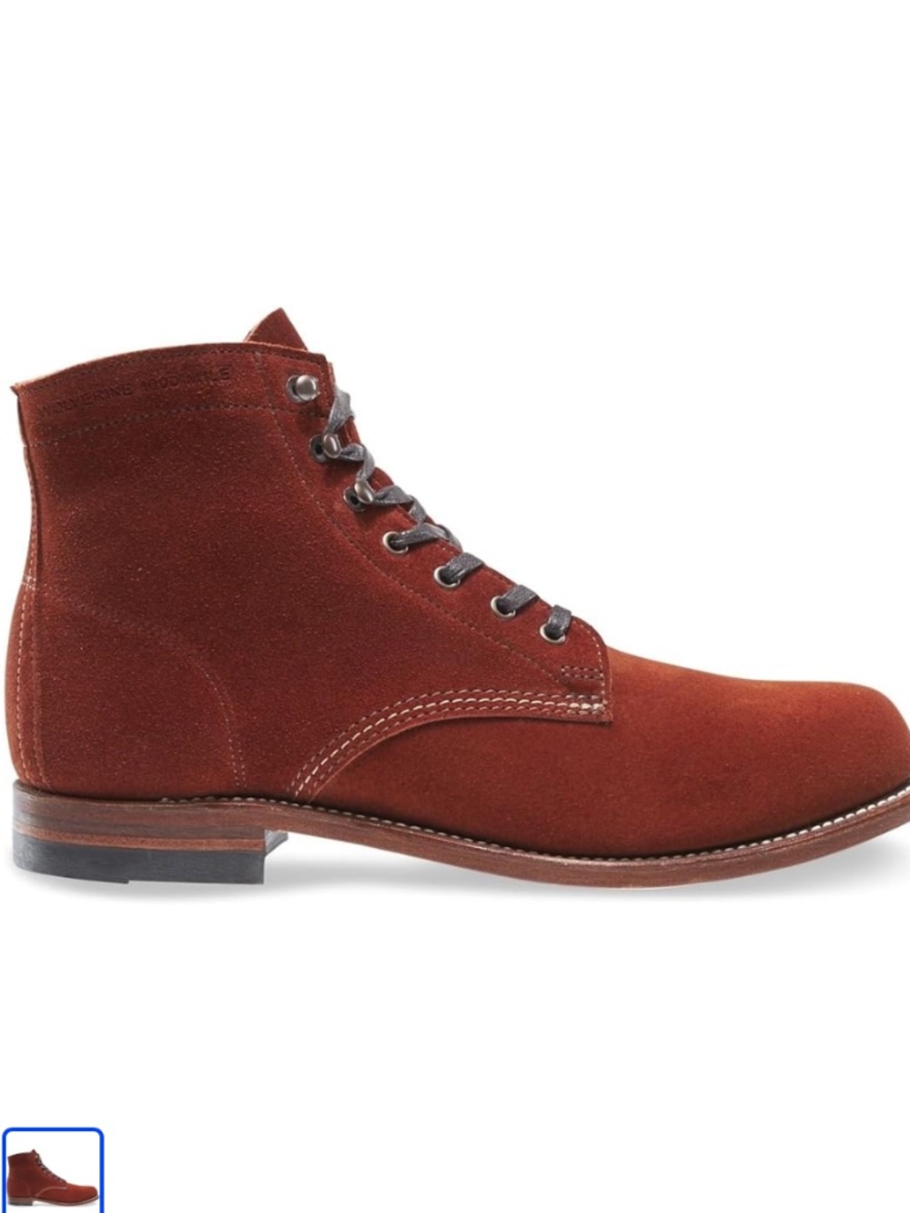 Wolverine 1000 Mile Boots in Rust Suede Mens size 12D.